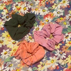 Set of Three Scrunchies in Pink, Orange, and Green Buffbunny